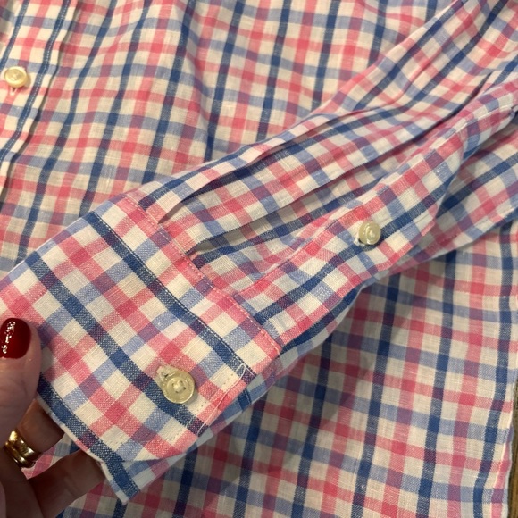 Cremieux Classics Men's Multicolor Checkered Long Sleeve Linen Shirt, Medium - Picture 7 of 13